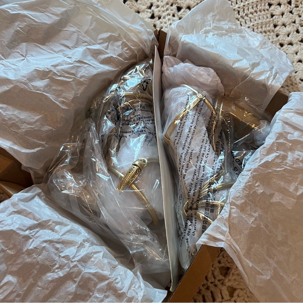 J. Crew Factory Sunkissed Metallic Gold T-Strap Heels Size 8 New in Box - Picture 11 of 11